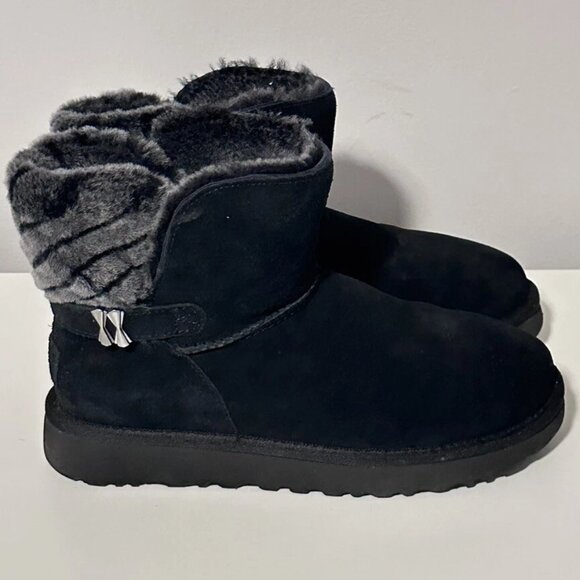 UGG Australia Adria Black Suede Sheepskin Boot 1013306 Women Size 4 - Picture 1 of 5